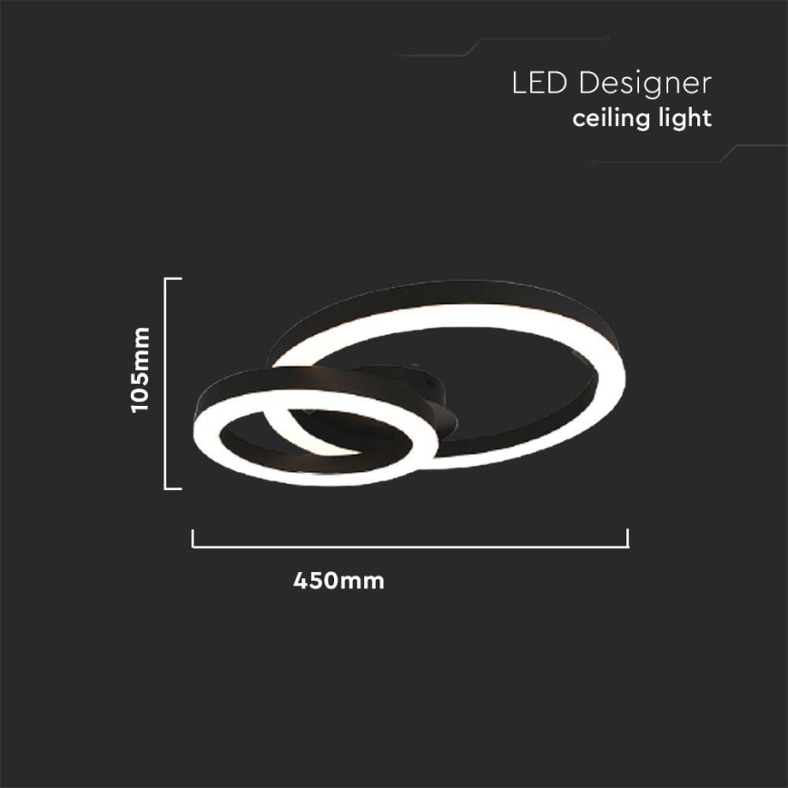 Светодиодный потолочный светильник LED/20W/230V 3000K черный