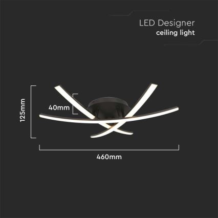 Светодиодный потолочный светильник LED/20W/230V 3000K черный