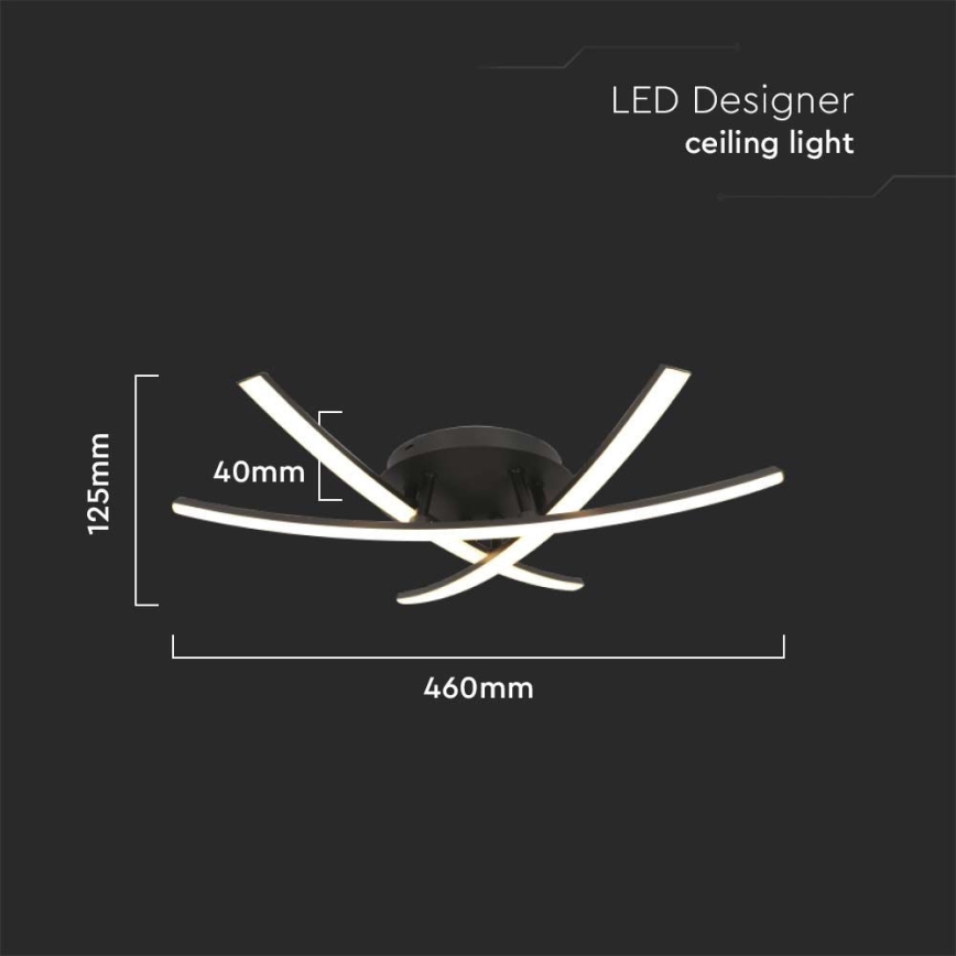 Светодиодный потолочный светильник LED/20W/230V 3000K черный