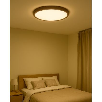 Светодиодный потолочный светильник LED/32 Вт/230 В 3000/4000/6500K, диаметр 40 см, коричневый