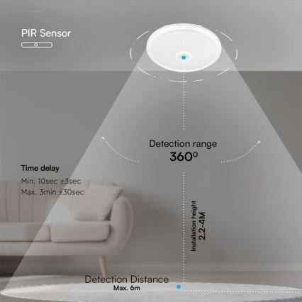 Светодиодный потолочный светильник с датчиком SAMSUNG CHIP LED/12W/230V 3000/4000/6000K диаметр 29 см белый