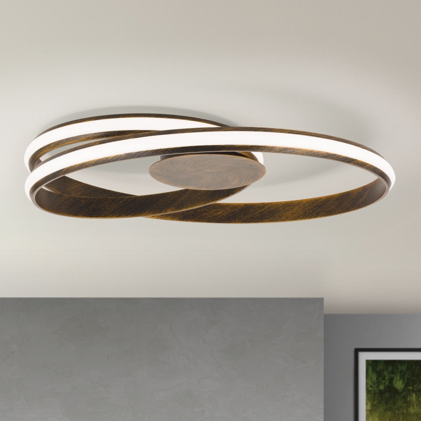Светодиодный потолочный светильник с регулированием яркости CIRCUS LED/30W/230V коричневый/патина