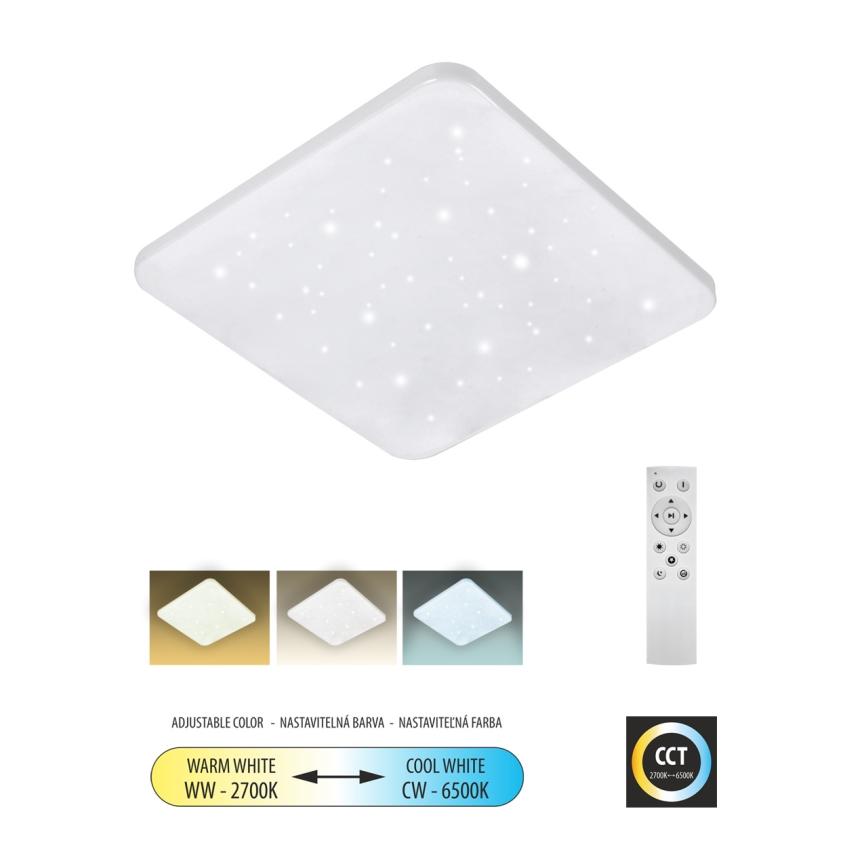 Светодиодный потолочный светильник с регулированием яркости FLORA LED/36W/230V 2700-6500K 43x43 см + дистанционное управление