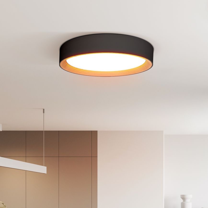 Светодиодный потолочный светильник с регулированием яркости LARIOS LED/48W/230V 3000-6500K диаметр 39 см черный + дистанционное управление