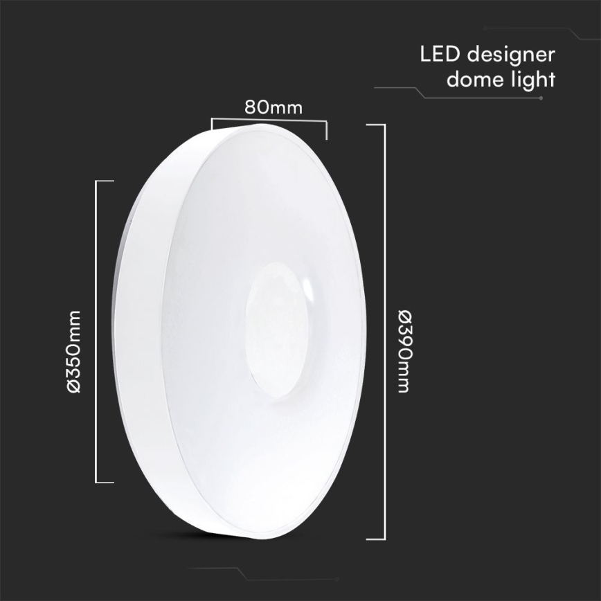 Светодиодный потолочный светильник с регулированием яркости LED/40W/230V 3000-6500K 39 см белый + дистанционное управление