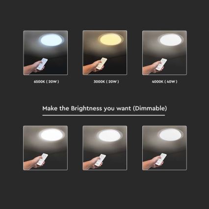 Светодиодный потолочный светильник с регулированием яркости LED/40W/230V 3000K/4000K/6500K + дистанционное управление