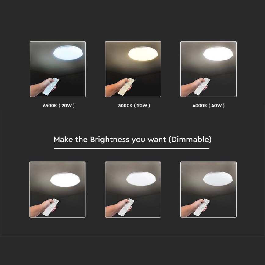 Светодиодный потолочный светильник с регулированием яркости LED/40W/230V 3000K/4000K/6500K диаметр 38,8 см + дистанционное управление