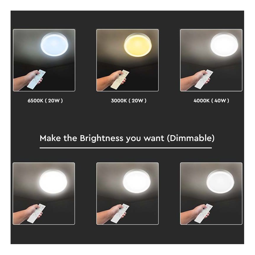 Светодиодный потолочный светильник с регулированием яркости LED/40W/230V 3000K/4000K/6500K + дистанционное управление