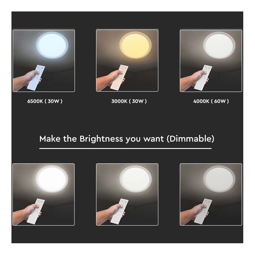 Светодиодный потолочный светильник с регулированием яркости LED/40W/230V 3000K/4000K/6500K + дистанционное управление