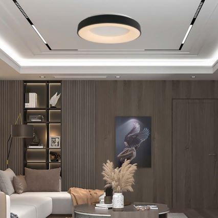 Светодиодный потолочный светильник с регулированием яркости LED/49W/230V 3000K диаметр 60 см черный