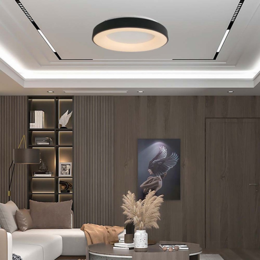 Светодиодный потолочный светильник с регулированием яркости LED/49W/230V 3000K диаметр 60 см черный