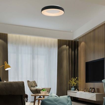 Светодиодный потолочный светильник с регулированием яркости LED/49W/230V 3000K диаметр 60 см черный