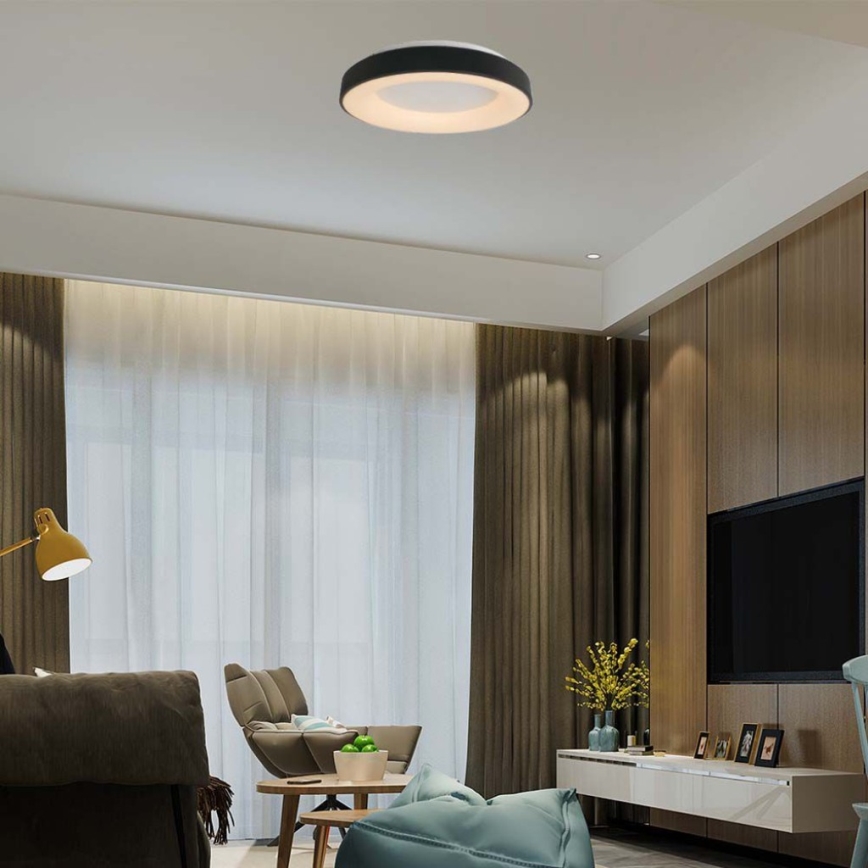 Светодиодный потолочный светильник с регулированием яркости LED/49W/230V 3000K диаметр 60 см черный