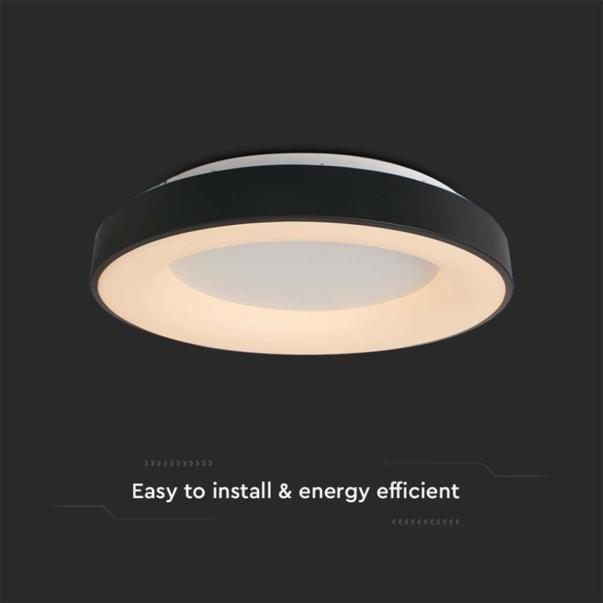 Светодиодный потолочный светильник с регулированием яркости LED/49W/230V 3000K диаметр 60 см черный