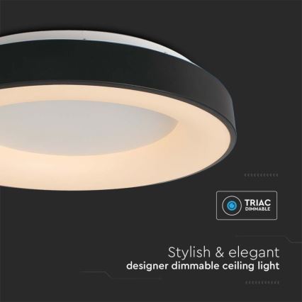 Светодиодный потолочный светильник с регулированием яркости LED/49W/230V 3000K диаметр 60 см черный