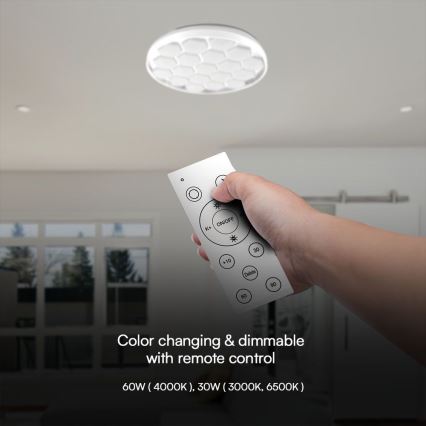Светодиодный потолочный светильник с регулированием яркости LED/60W/230V 3000/4000/6500K + дистанционное управление