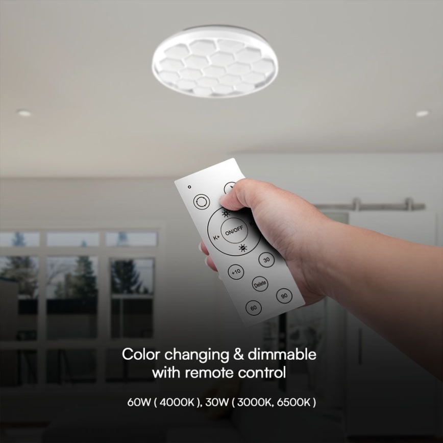 Светодиодный потолочный светильник с регулированием яркости LED/60W/230V 3000/4000/6500K + дистанционное управление