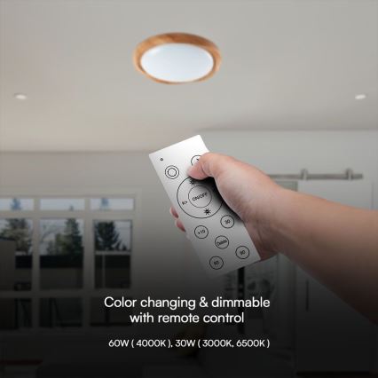 Светодиодный потолочный светильник с регулированием яркости LED/60W/230V 3000-6500K диаметр 49 см + дистанционное управление