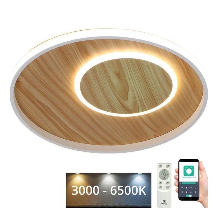 Светодиодный потолочный светильник с регулированием яркости LED/65W/230V 3000-6500K коричневый + дистанционное управление