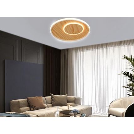 Светодиодный потолочный светильник с регулированием яркости LED/65W/230V 3000-6500K коричневый + дистанционное управление