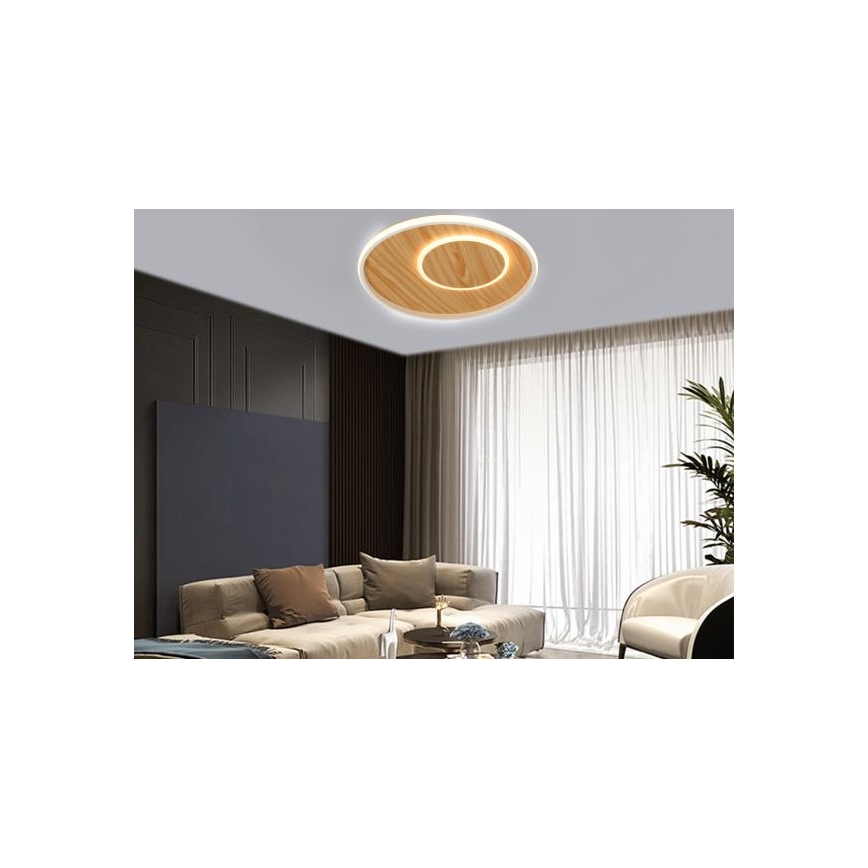 Светодиодный потолочный светильник с регулированием яркости LED/65W/230V 3000-6500K коричневый + дистанционное управление