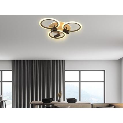 Светодиодный потолочный светильник с регулированием яркости LED/70W/230V 3000-6500K черный/коричневый + дистанционное управление