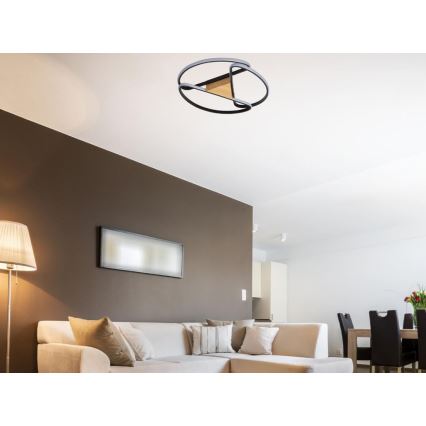 Светодиодный потолочный светильник с регулированием яркости LED/75W/230V 3000-6500K коричневый/черный + дистанционное управление