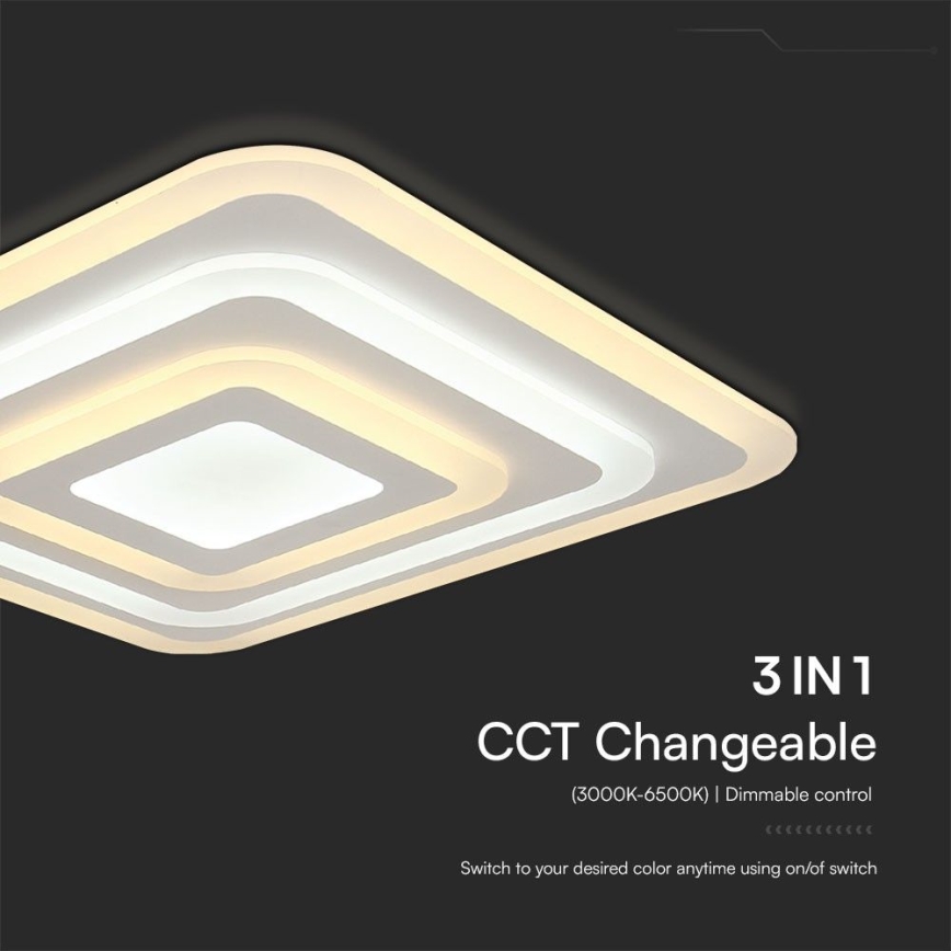 Светодиодный потолочный светильник с регулированием яркости LED/77W/230V 3000-6500K + дистанционное управление