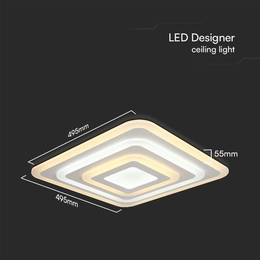 Светодиодный потолочный светильник с регулированием яркости LED/77W/230V 3000-6500K + дистанционное управление