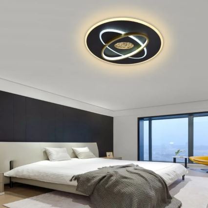 Светодиодный потолочный светильник с регулированием яркости LED/80W/230V 3000-6500K черный + дистанционное управление