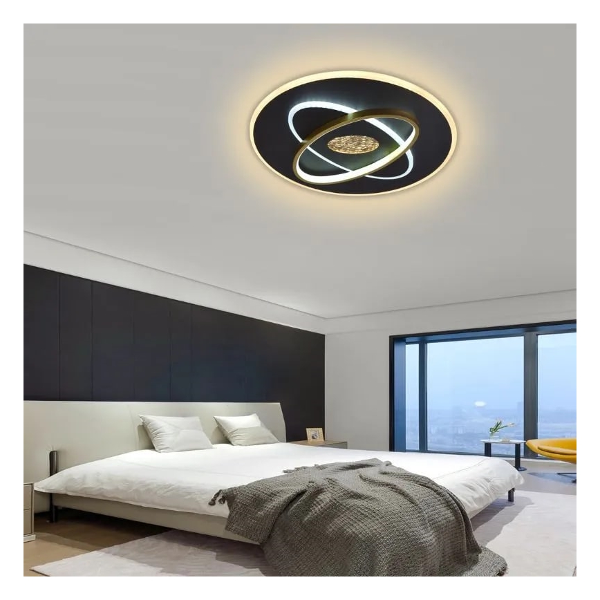 Светодиодный потолочный светильник с регулированием яркости LED/80W/230V 3000-6500K черный + дистанционное управление