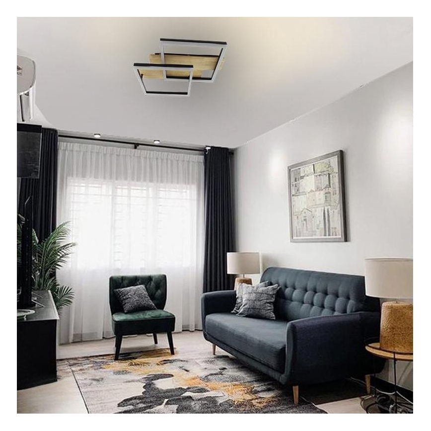 Светодиодный потолочный светильник с регулированием яркости LED/85W/230V 3000-6500K дуб + дистанционное управление