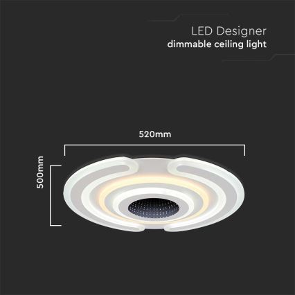 Светодиодный потолочный светильник с регулированием яркости LED/95W/230V 3000-6500K + дистанционное управление