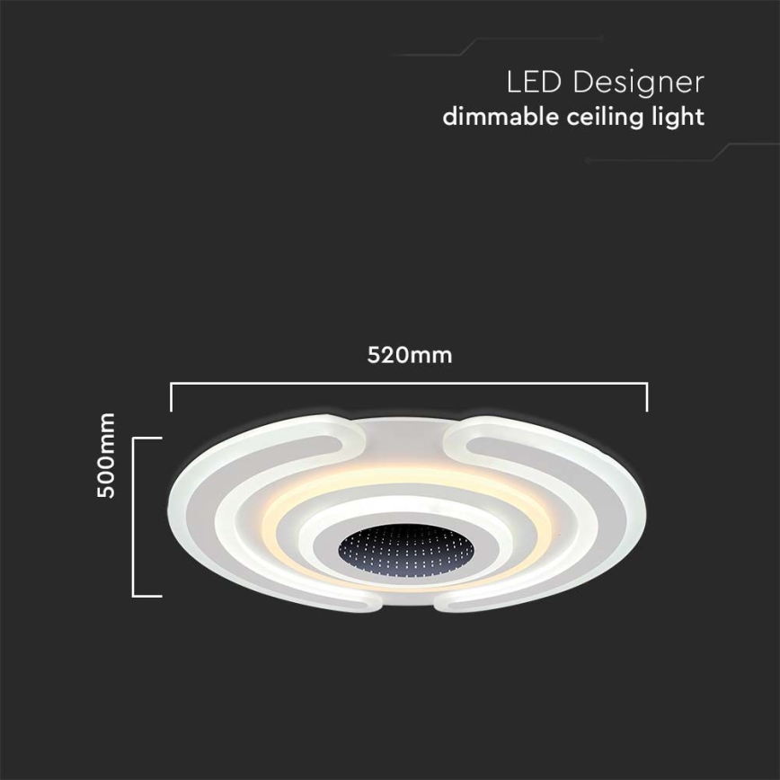 Светодиодный потолочный светильник с регулированием яркости LED/95W/230V 3000-6500K + дистанционное управление