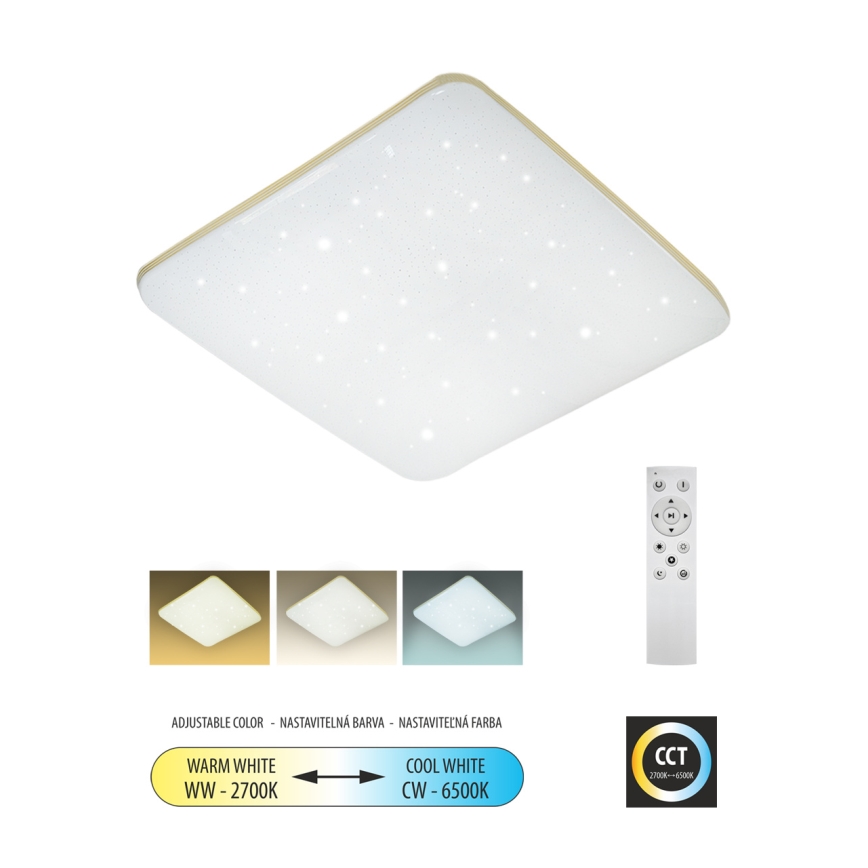 Светодиодный потолочный светильник с регулированием яркости MANA LED/36W/230V 2700-6500K 43x43 см + дистанционное управление