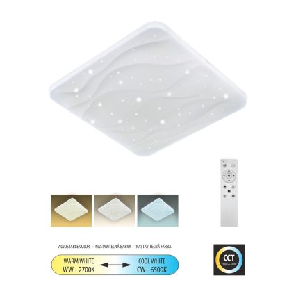 Светодиодный потолочный светильник с регулированием яркости NERIS LED/36W/230V 2700-6500K 43x43 см + дистанционное управление