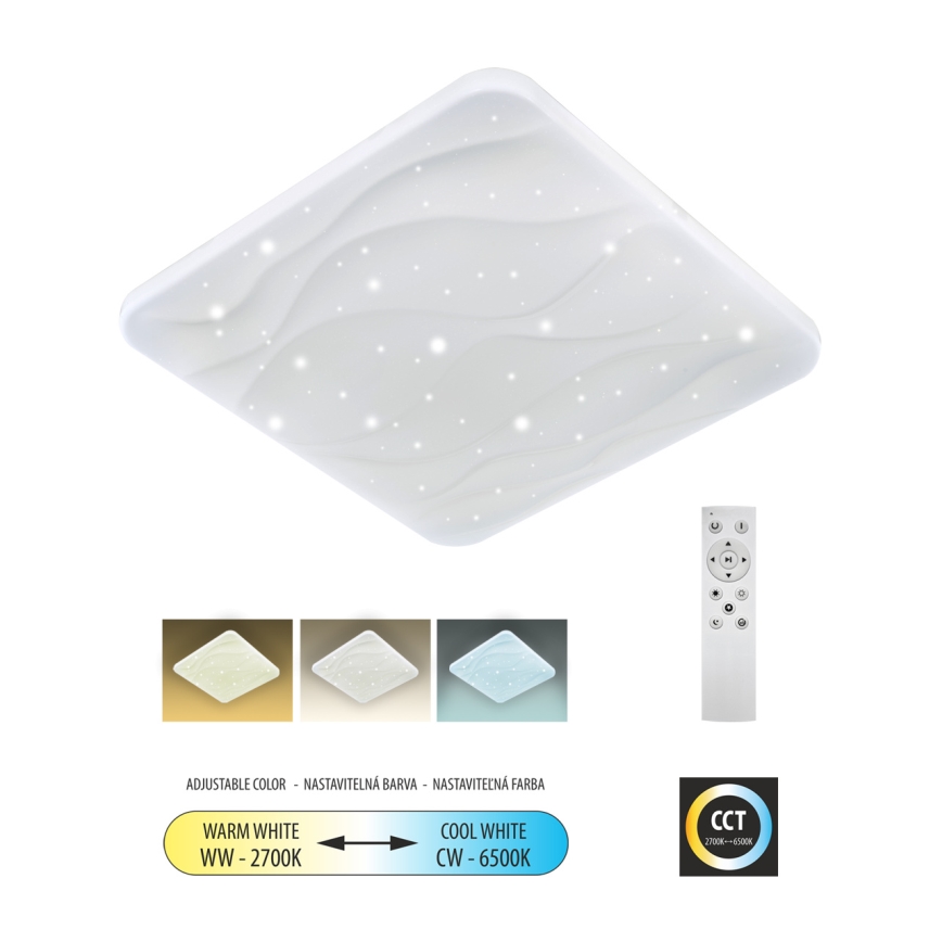 Светодиодный потолочный светильник с регулированием яркости NERIS LED/60W/230V 2700-6500K 53x53 см + дистанционное управление
