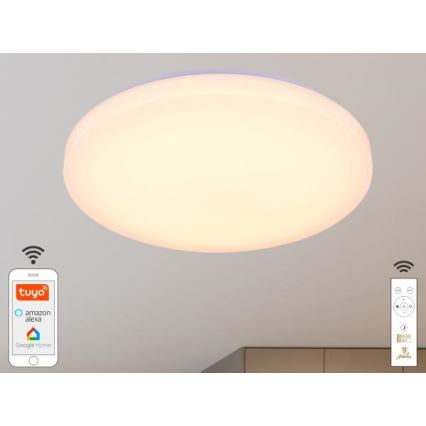 Светодиодный потолочный светильник с регулированием яркости OPAL LED/48W/230V 2700-6500K Wi-Fi Tuya белая + дистанционное управление