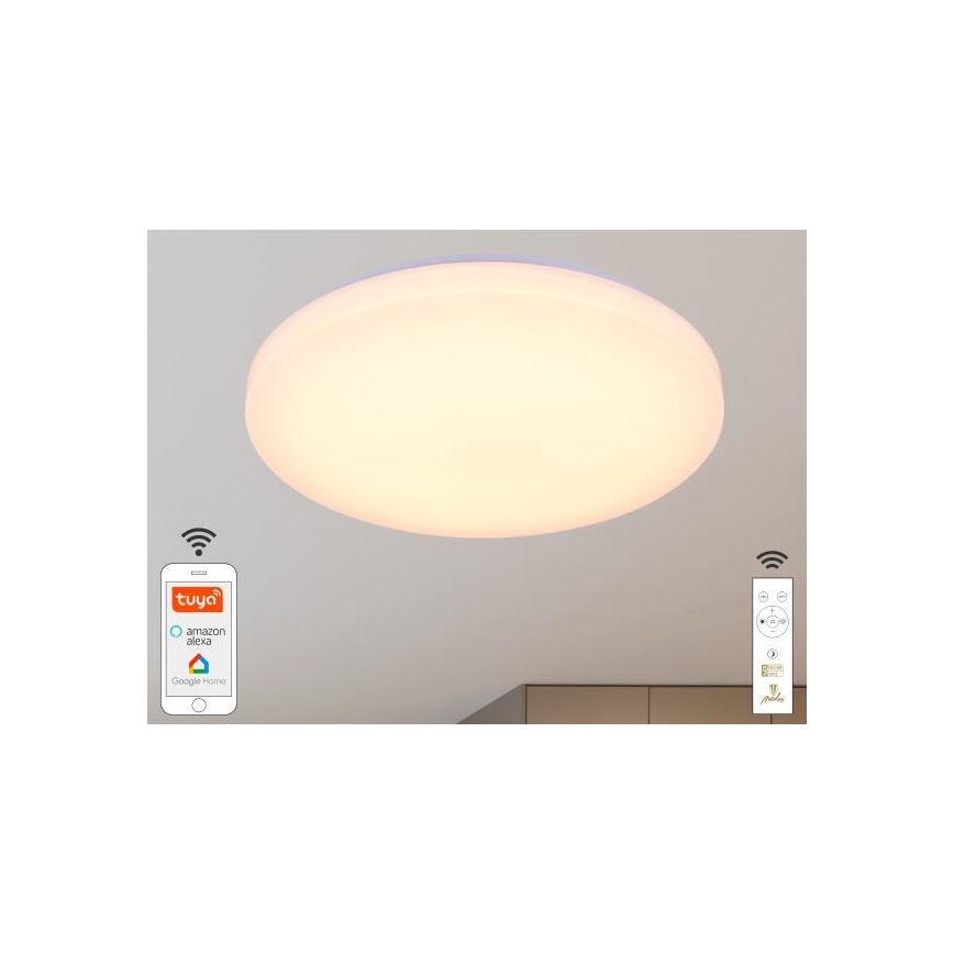 Светодиодный потолочный светильник с регулированием яркости OPAL LED/48W/230V 2700-6500K Wi-Fi Tuya белая + дистанционное управление
