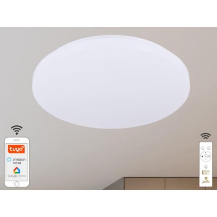 Светодиодный потолочный светильник с регулированием яркости OPAL LED/48W/230V 2700-6500K Wi-Fi Tuya белая + дистанционное управление