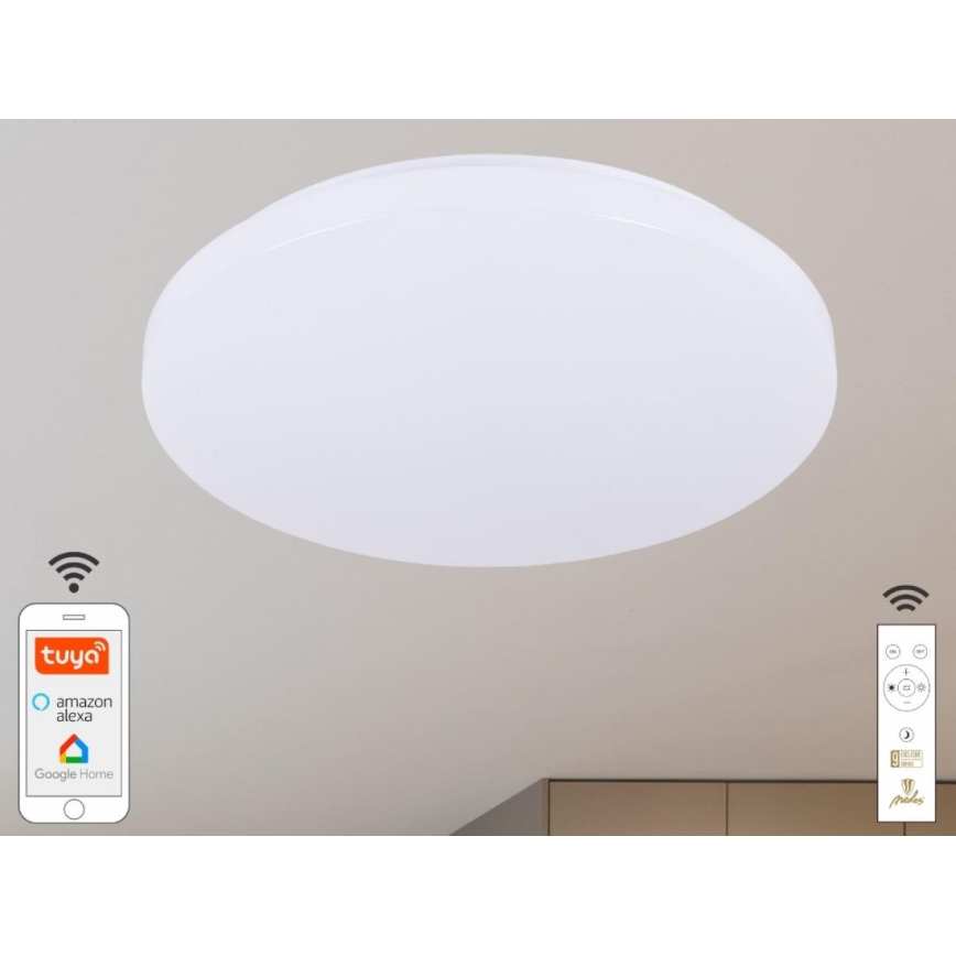 Светодиодный потолочный светильник с регулированием яркости OPAL LED/48W/230V 2700-6500K Wi-Fi Tuya белая + дистанционное управление