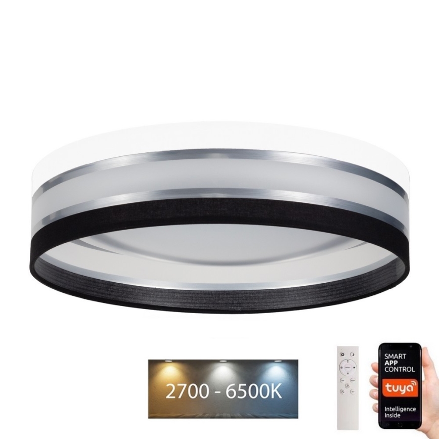 Светодиодный потолочный светильник с регулированием яркости SMART CORAL LED/24W/230V Wi-Fi Tuya черный/белый + дистанционное управление