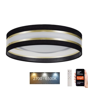 Светодиодный потолочный светильник с регулированием яркости SMART CORAL LED/24W/230V Wi-Fi Tuya черный + дистанционное управление