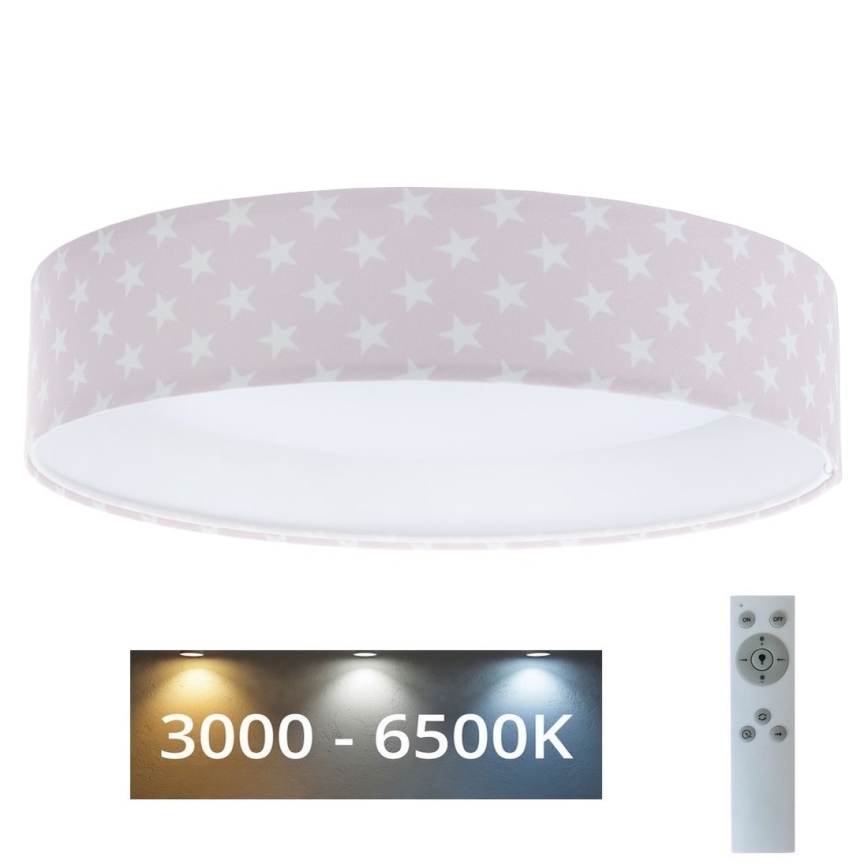 Светодиодный потолочный светильник с регулированием яркости SMART GALAXY KIDS LED/24W/230V 3000-6500K звезды розовый/белый + дистанционное управление