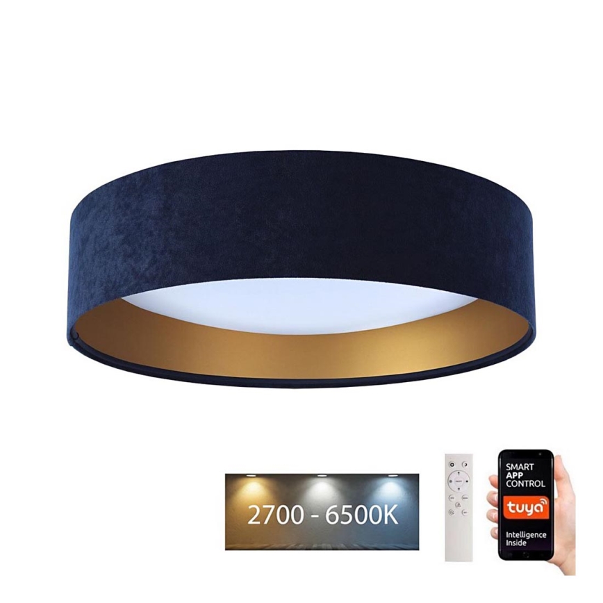Светодиодный потолочный светильник с регулированием яркости SMART GALAXY LED/24W/230V диаметр 45 см 2700-6500K Wi-Fi Tuya синий/золотой + дистанционное управление