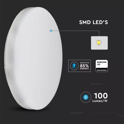 Светодиодный потолочный светильник SAMSUNG CHIP LED/15W/230V 20 см IP44 3000K