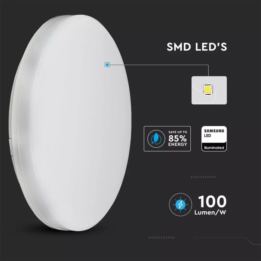 Светодиодный потолочный светильник SAMSUNG CHIP LED/15W/230V 20 см IP44 3000K