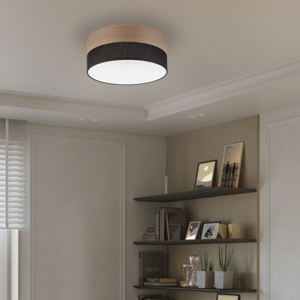 Светодиодный потолочный светильник SIRJA WOOD LED/20W/230V диаметр 35 cm черная/дуб