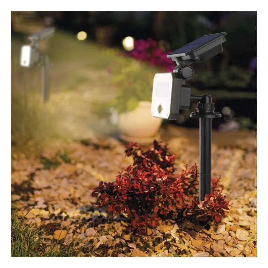 Светодиодный прожектор на солнечной батарее с датчиком движения SPILO LED/3,7V 3600mAh 3000K IP54 + дистанционное управление