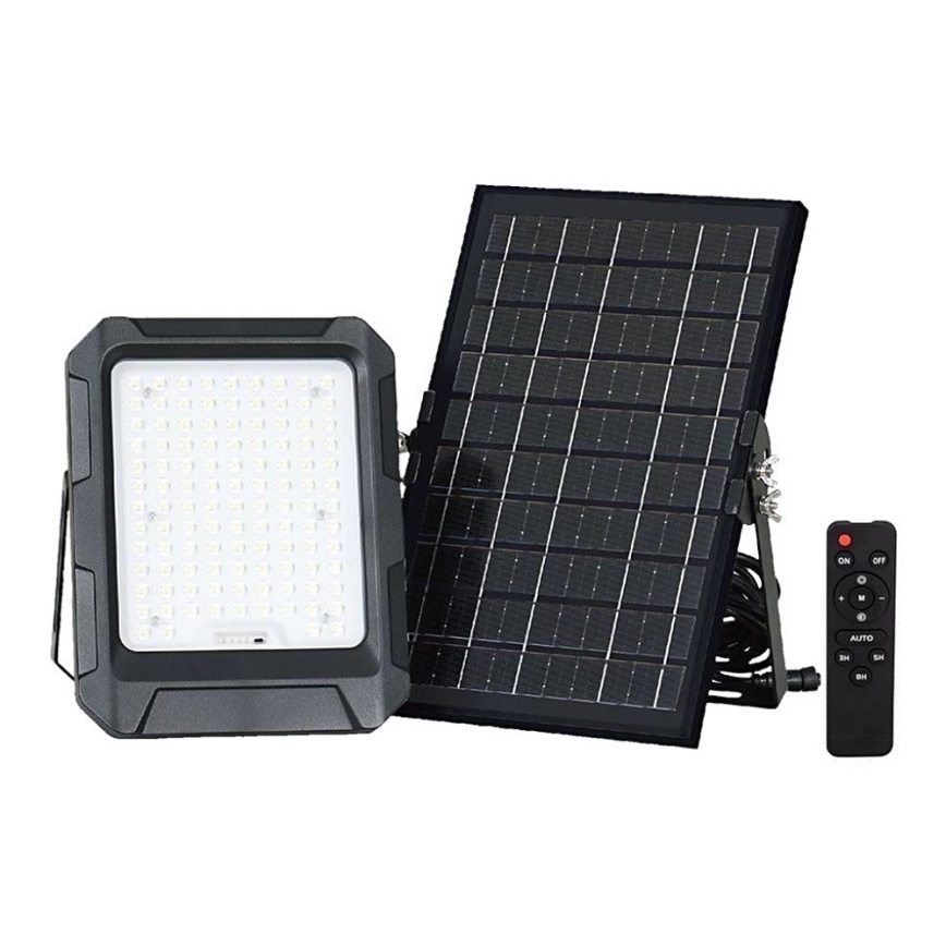 Светодиодный прожектор на солнечной батарее LED/10W/3,7V IP65 4000K черный + дистанционное управление